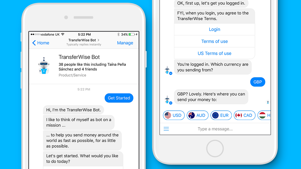 chatbot transfer de bani