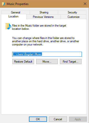 folder personal Windows 10