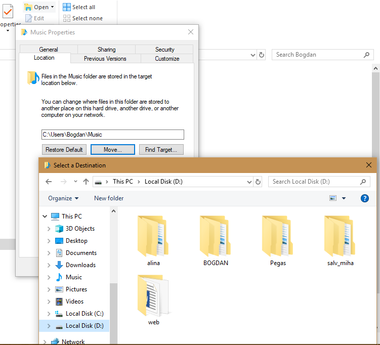 folder personal Windows 10
