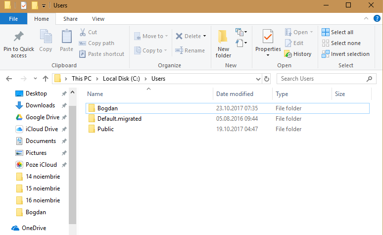 folder personal Windows 10
