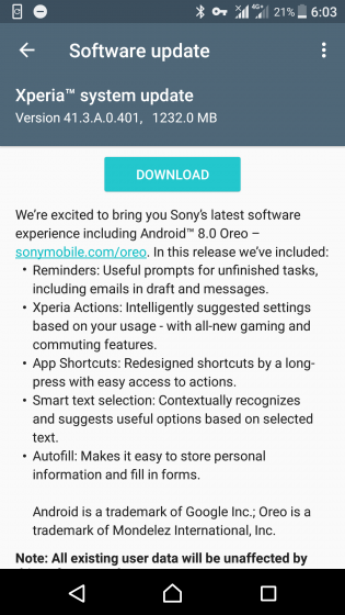 actualizare android oreo