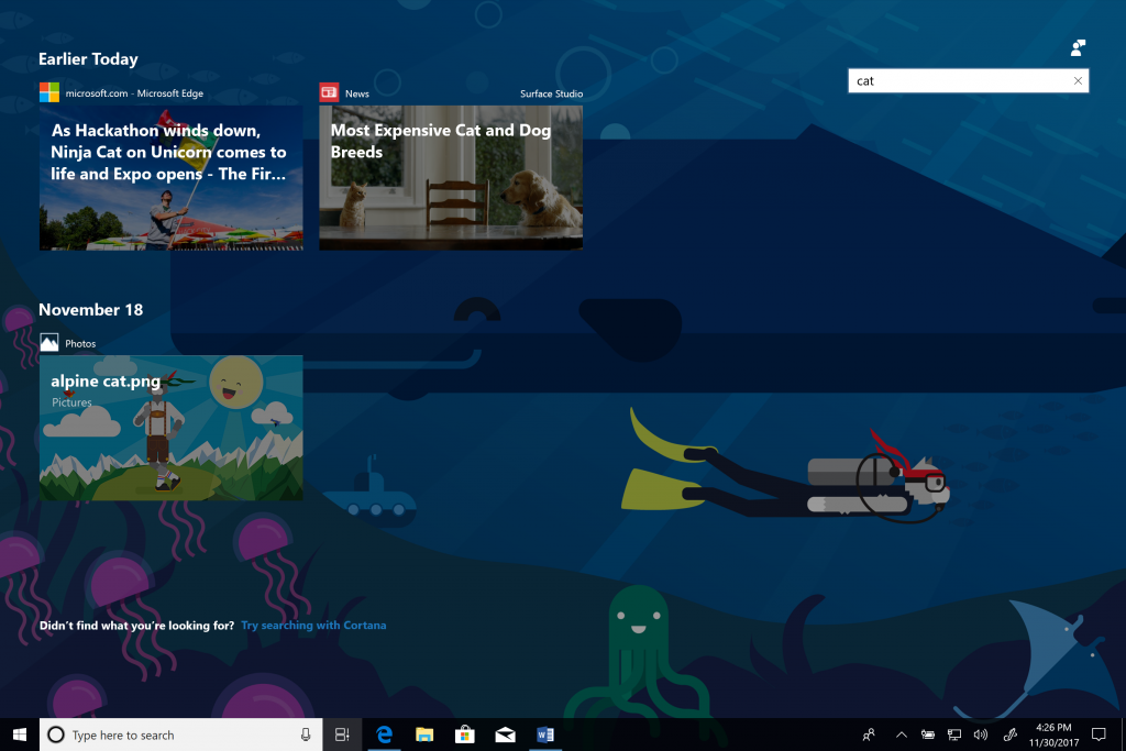 Windows 10 Timeline