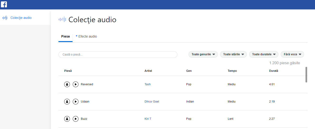 facebook sound collection