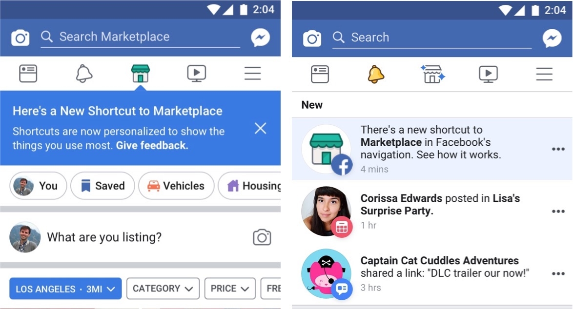personalizare meniu facebook mobil