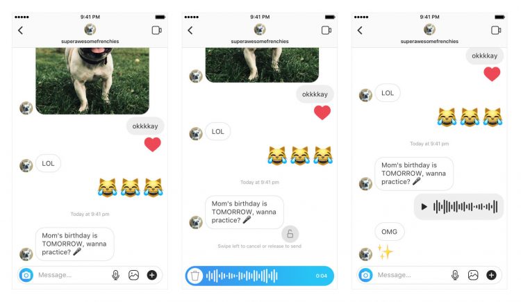 mesaje vocale instagram