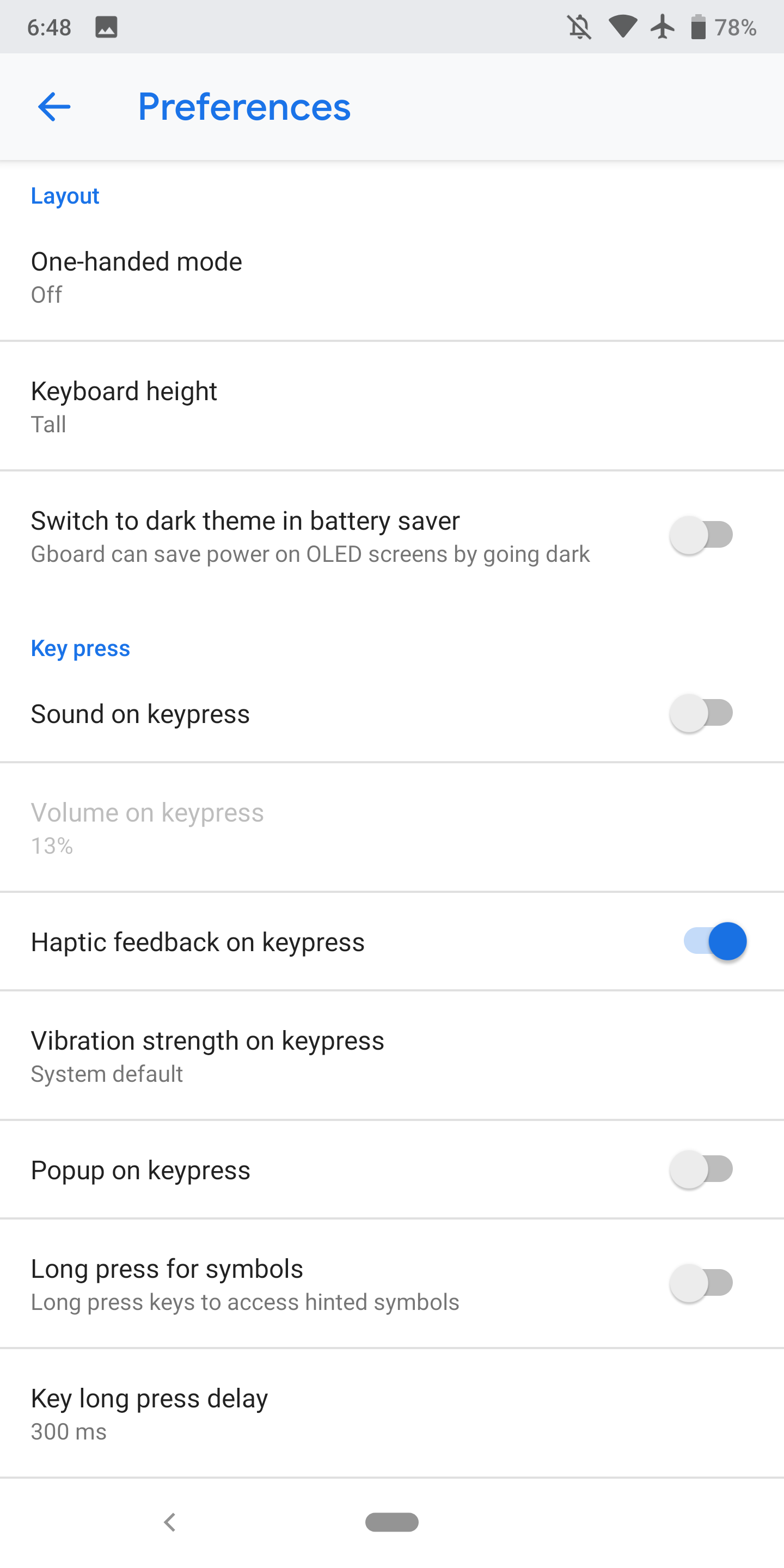 feedback haptic gboard ios