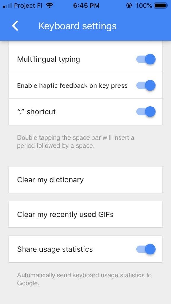 feedback haptic gboard ios