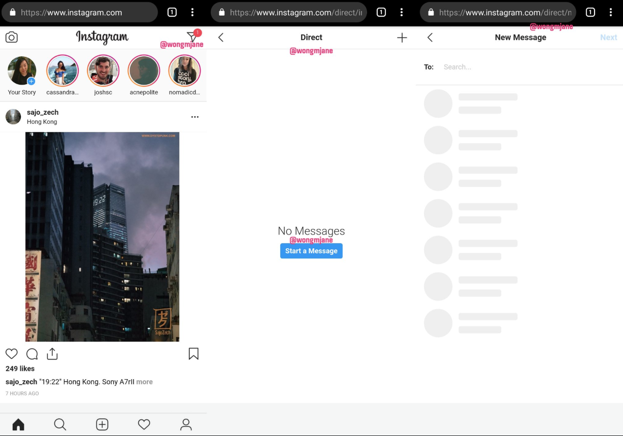 mesagerie directa instagram web