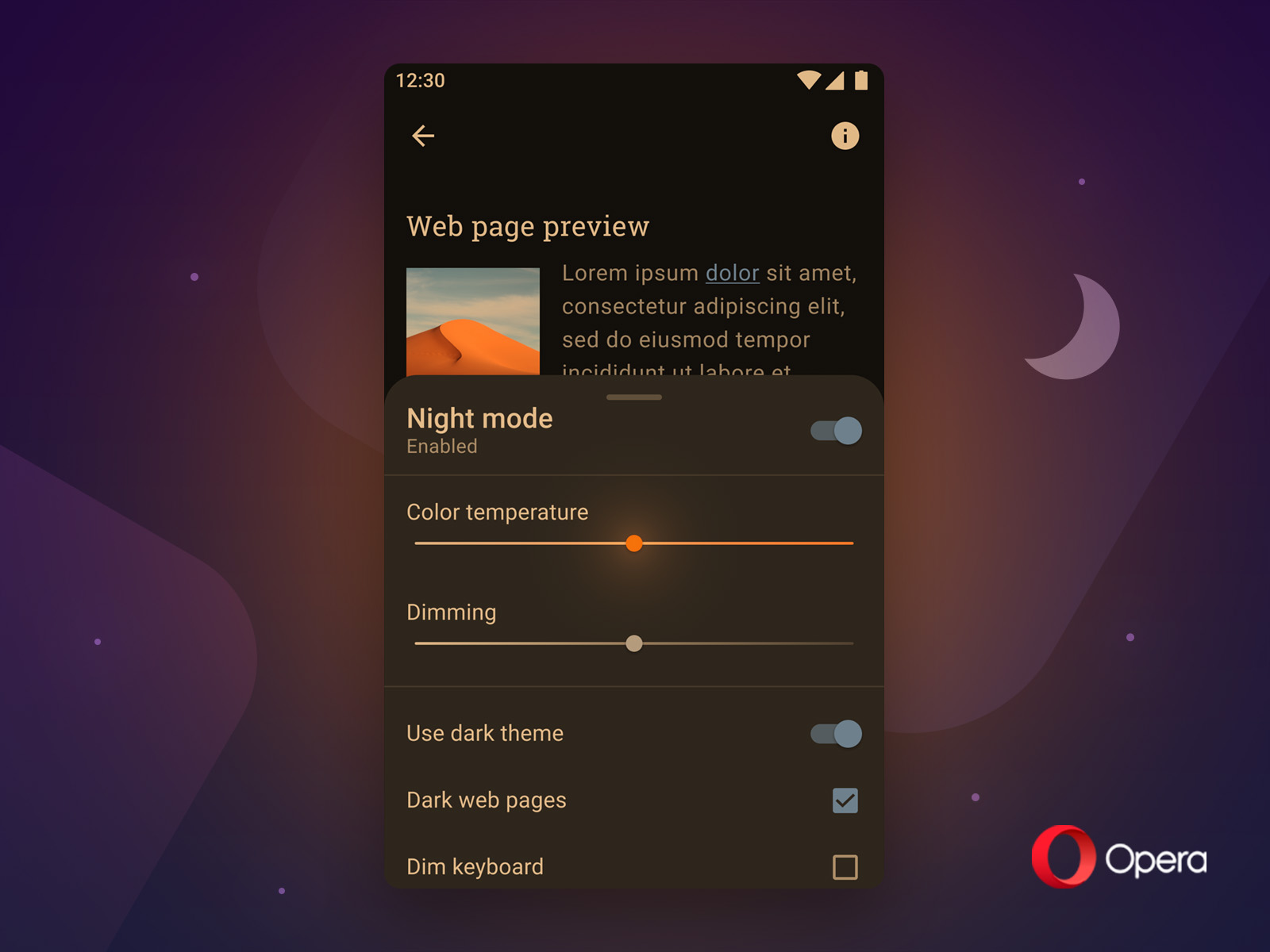 dark mode opera android