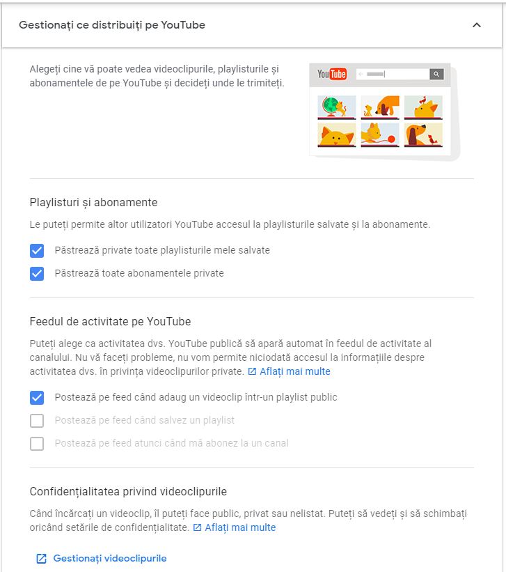 setari confidentialitate google