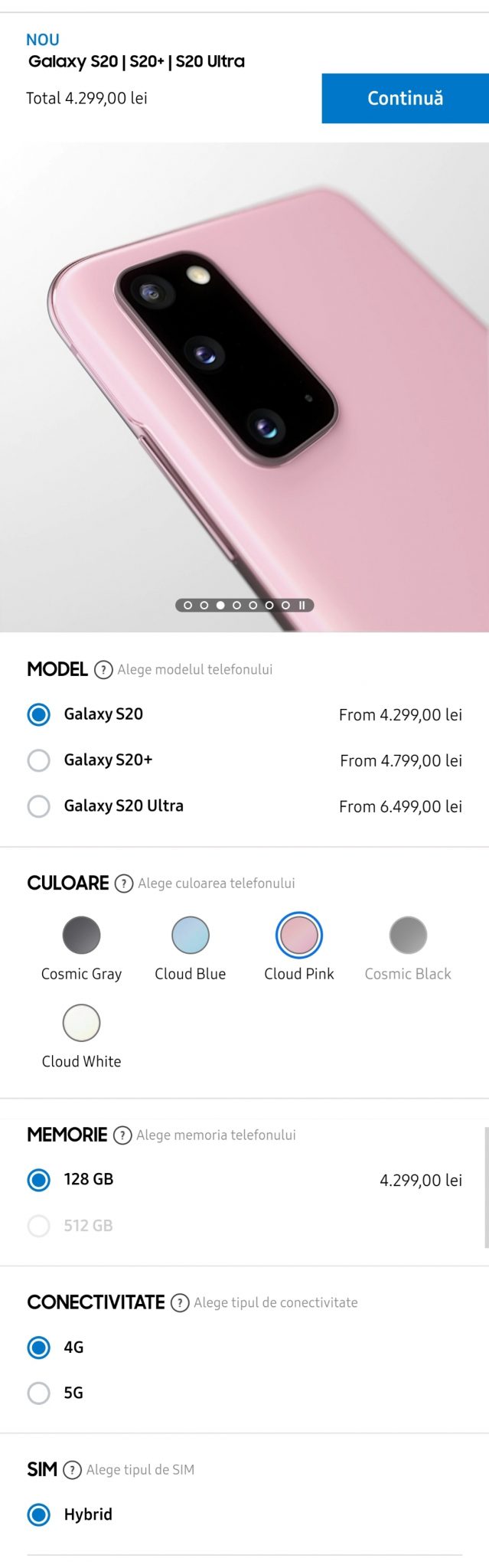 galaxy s20 pe piata