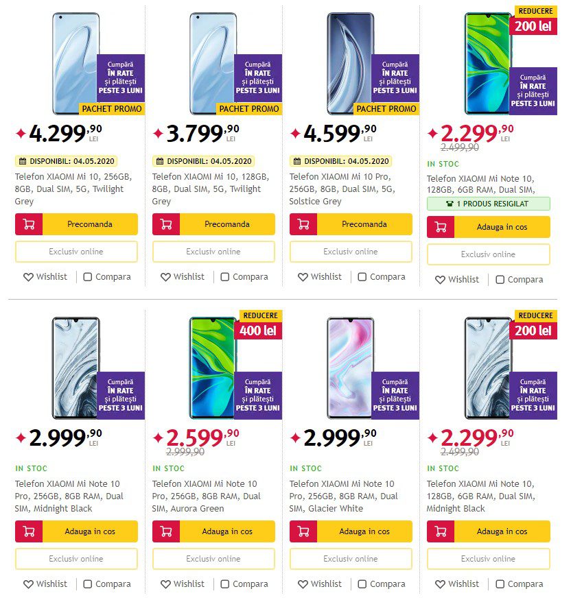 xiaomi mi 10 altex romania