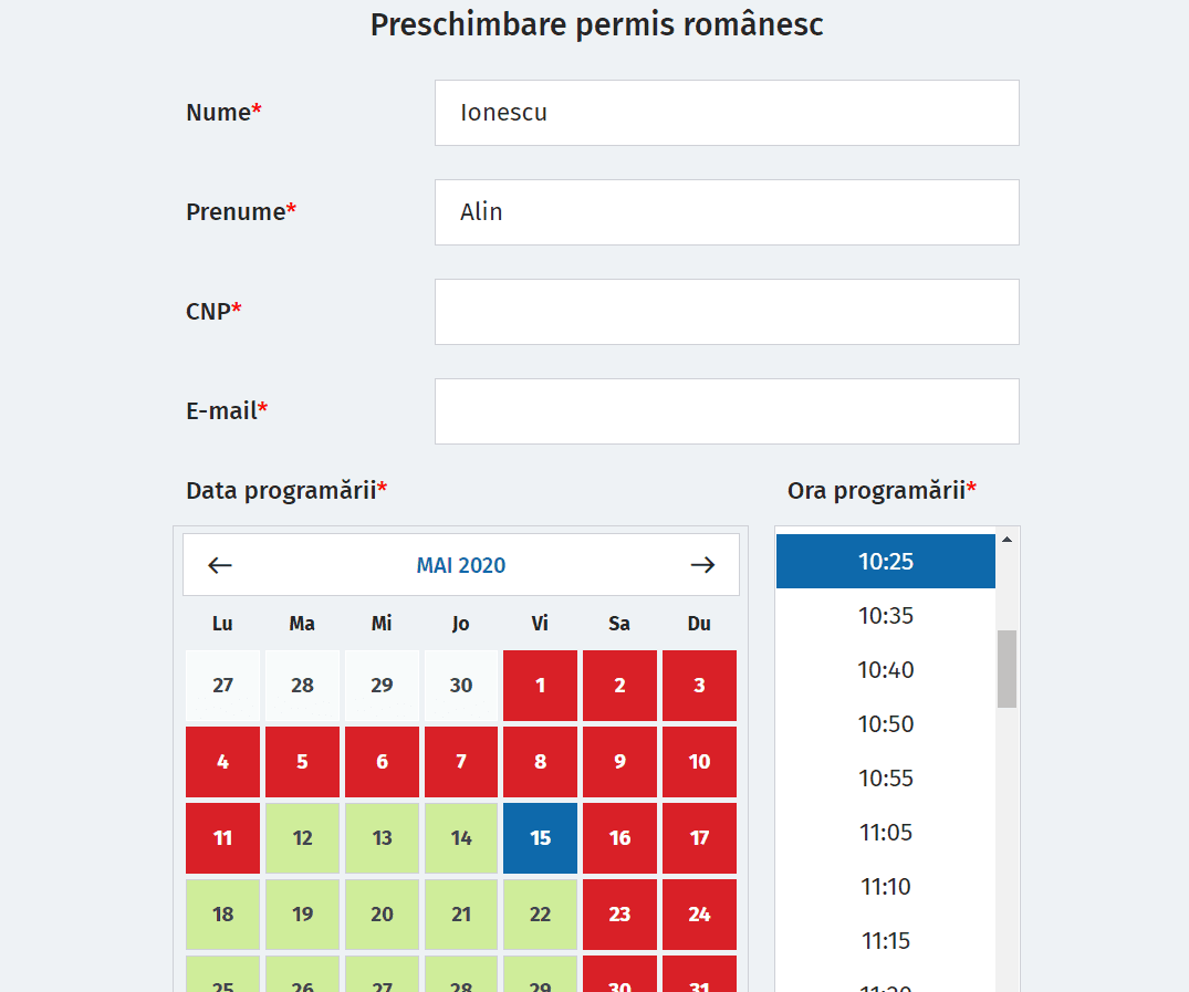 programare online permis