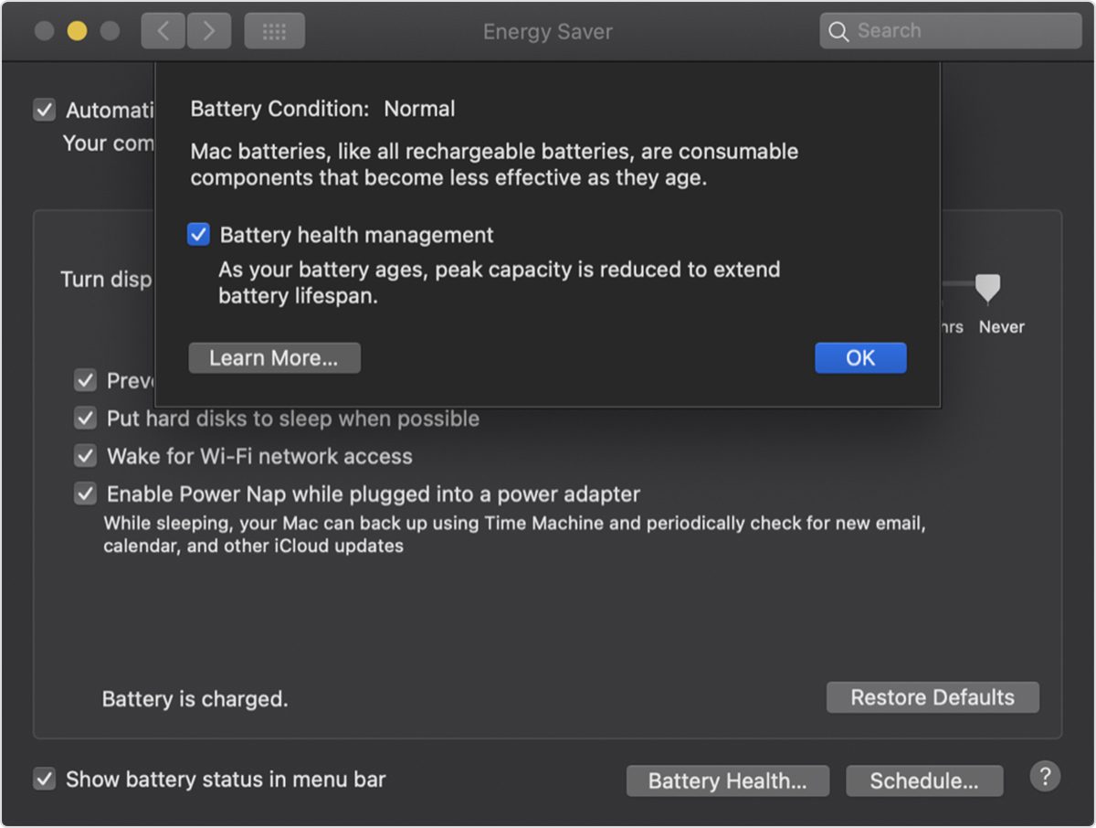 actualizare macos catalina management baterie