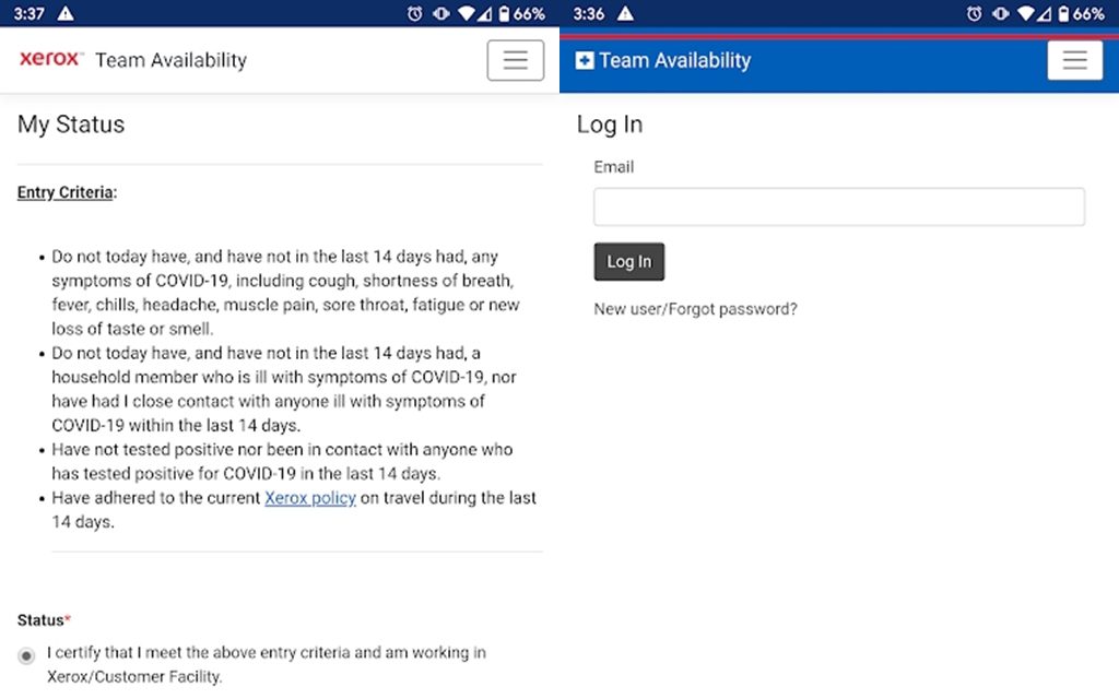 xerox Team Availability