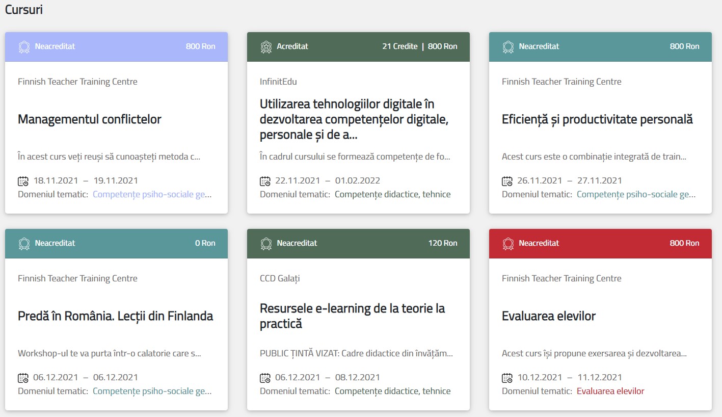 cursuri școala profesorilor