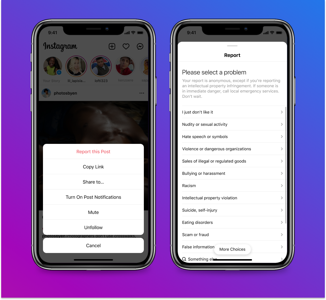 conținutul dăunător instagram
