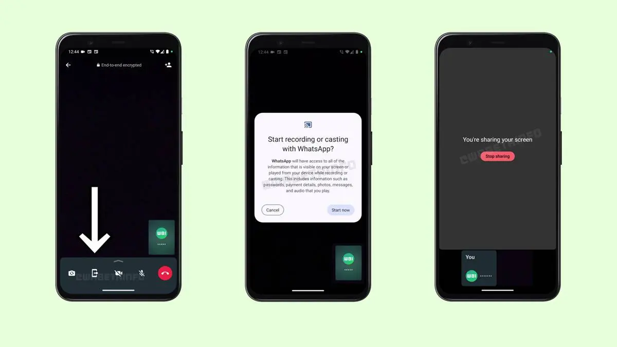 wa call screen sharing android