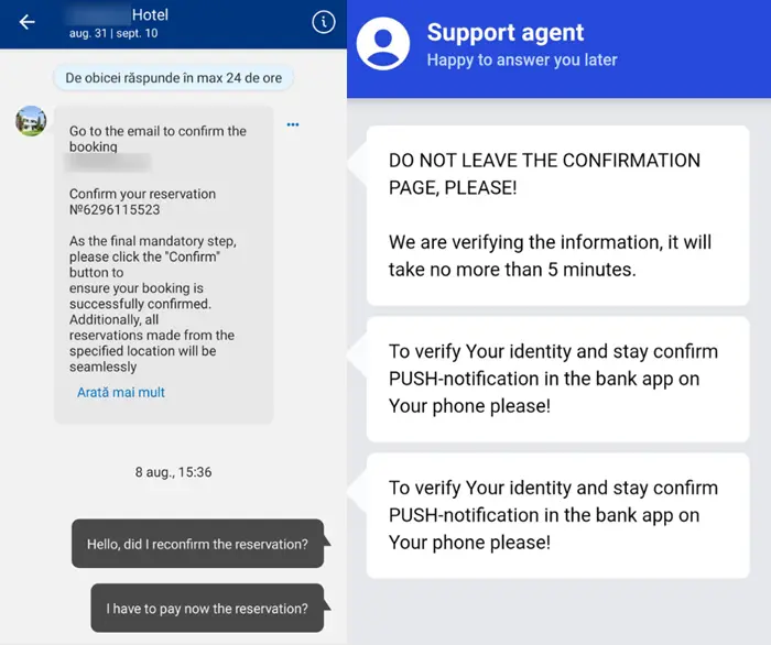sample phishing booking