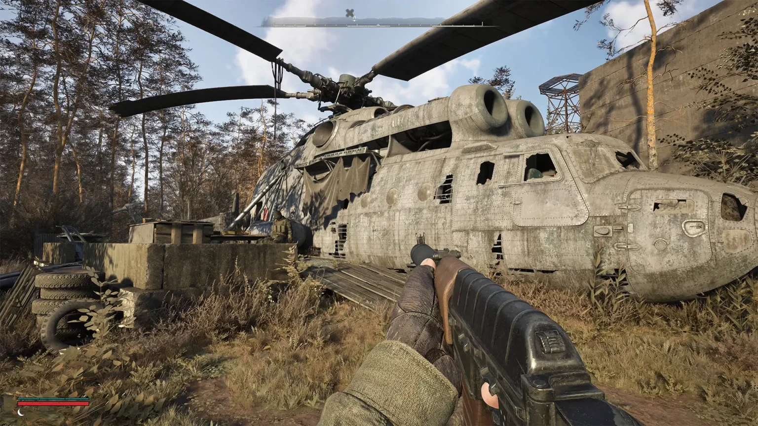 a deralict helicopter in stalker 2