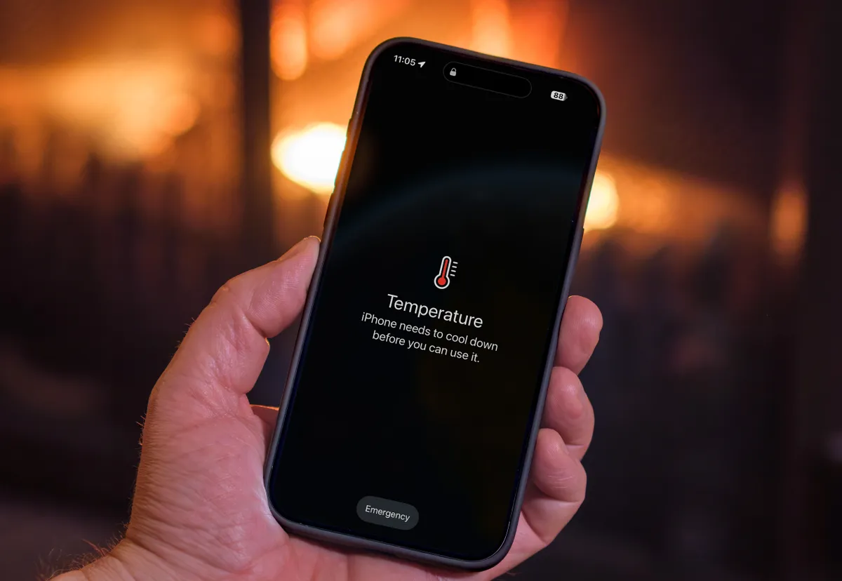 overheat warning iphone fireplace