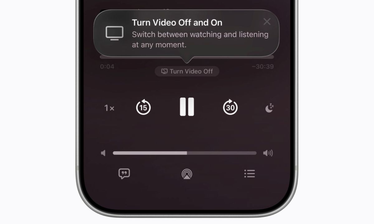 new audiovideo switch in apple podcasts