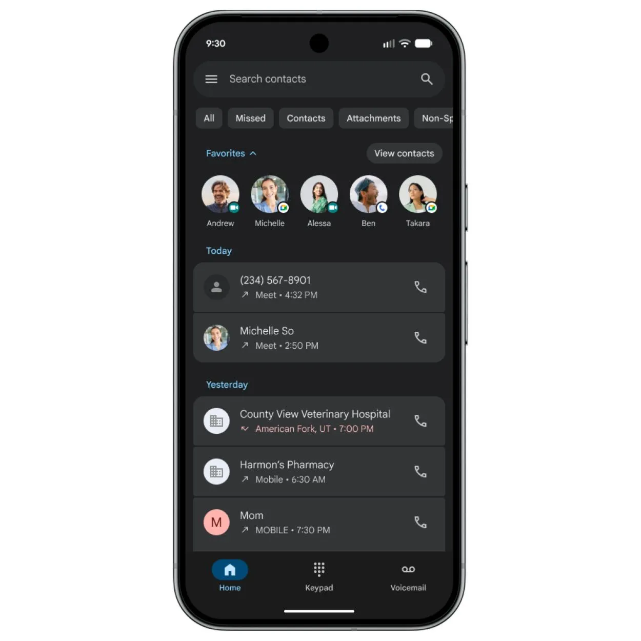 google phone integrated call logging