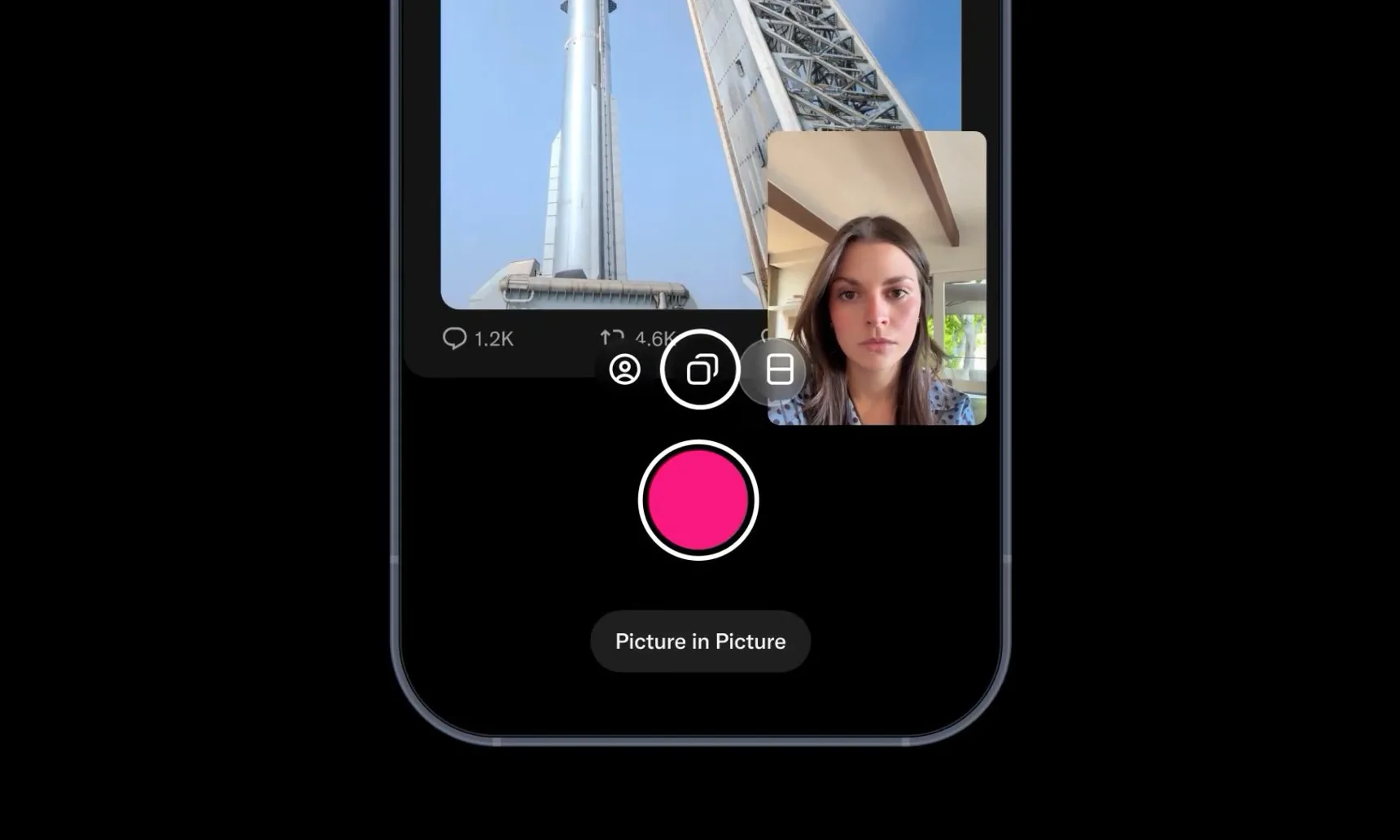 react with video picture in picture mode option