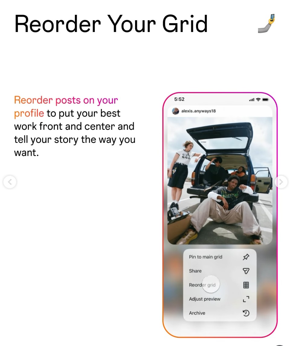 reorder grid