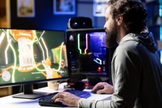 man challenging other players videogame tournaments online
